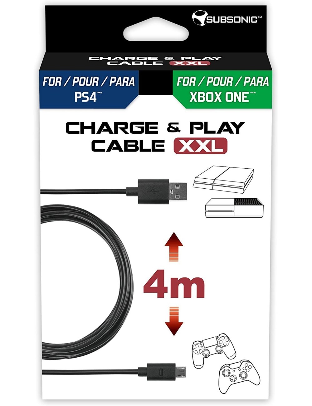 Cabo de Carregamento XXL Subsonic PS4 & Xbox One