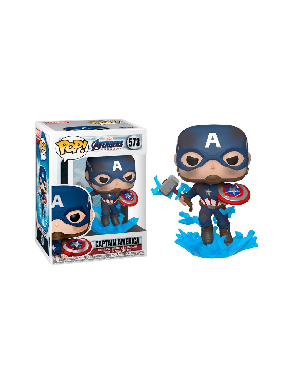 Figura POP Marvel Vengadores Endgame Capitan America with Broken Shield & Mjolnir