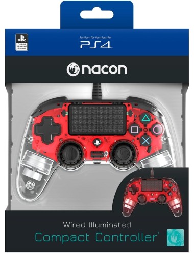 Comando PS4 Nacon Compact Controller - Vermelho Transparente
