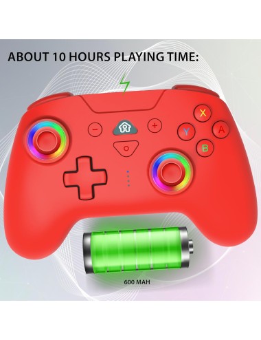 Comando Sem Fios Nintendo Switch - Subsonic Wireless LED RGB (Vermelho)