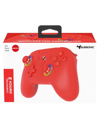 Comando Sem Fios Nintendo Switch - Subsonic Wireless LED RGB (Vermelho)