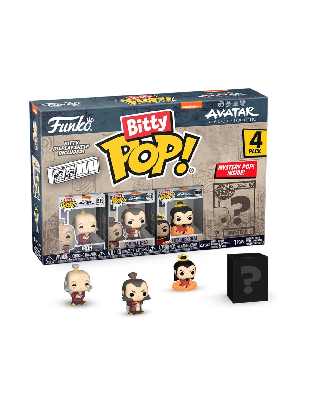 Funko Bitty Pop!: Avatar: The Last Airbender Mini Collectible Toys 4-Pack - Iroh, Admiral Zhao, Firelord Ozai & Mystery Chase Fi