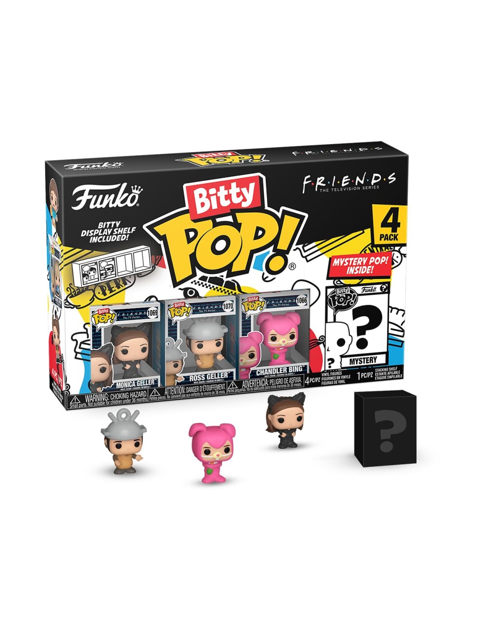 Funko Bitty Pop! Friends Mini Collectible Toys 4-Pack - Halloween Costume Collection Monica Geller, Ross Geller, Chandler Bing &