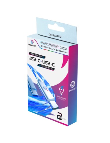 Oniverse - Led Fast Charging Cable : Usb-C  Usb-C 2 Mètres - Blanc