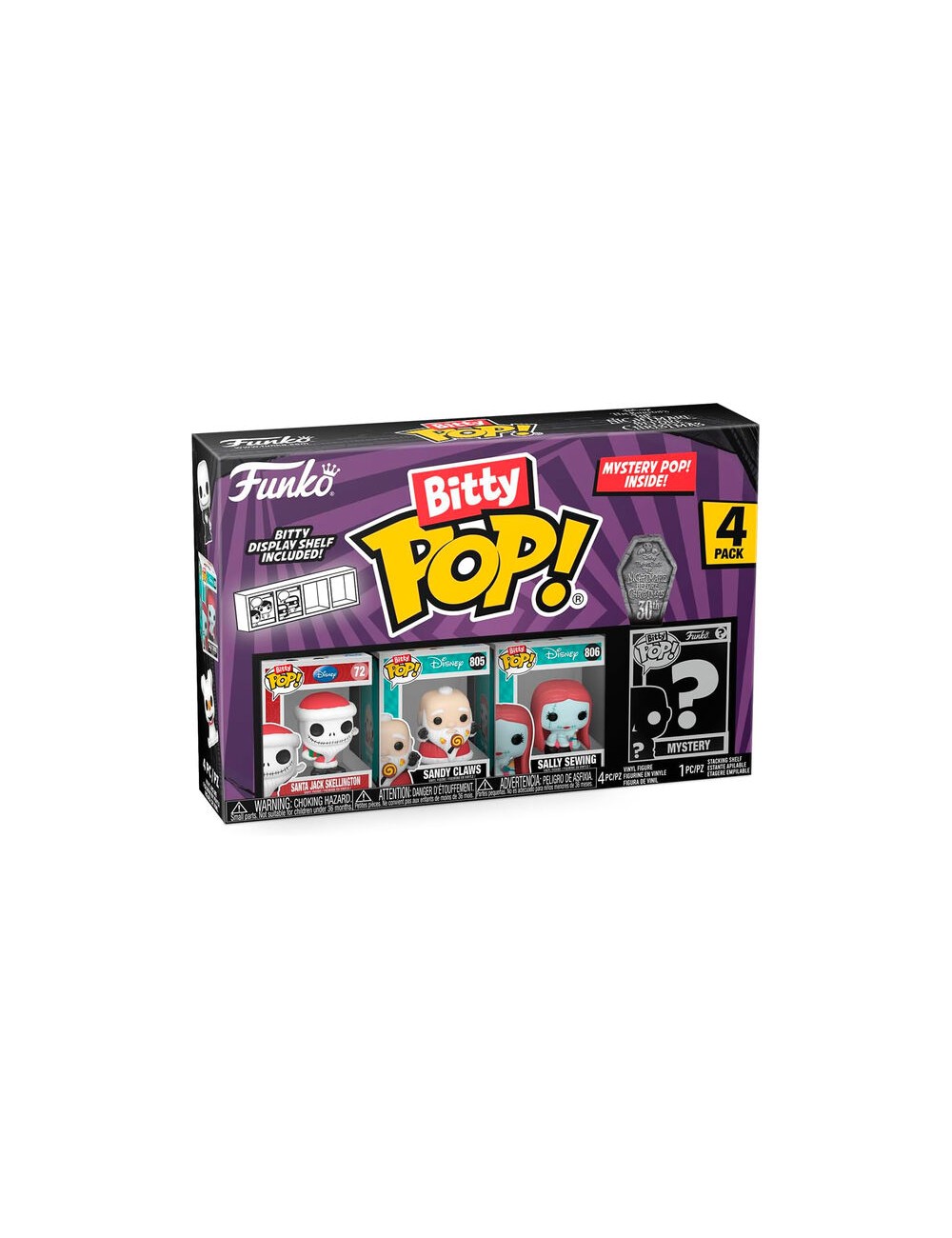 Blister 4 figuras Bitty POP Disney Pesadilla Antes de Navidad Santa Jack