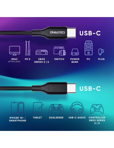 Oniverse - Cabo USB-C to USB-C (3 Metros)
