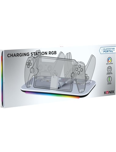 Estação Carregamento Konix RGB - PlayStation Portal & 2 DualSense PS5