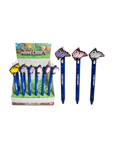 Caneta Apagável com Topo de Silicone - Minecraft (Sortido)