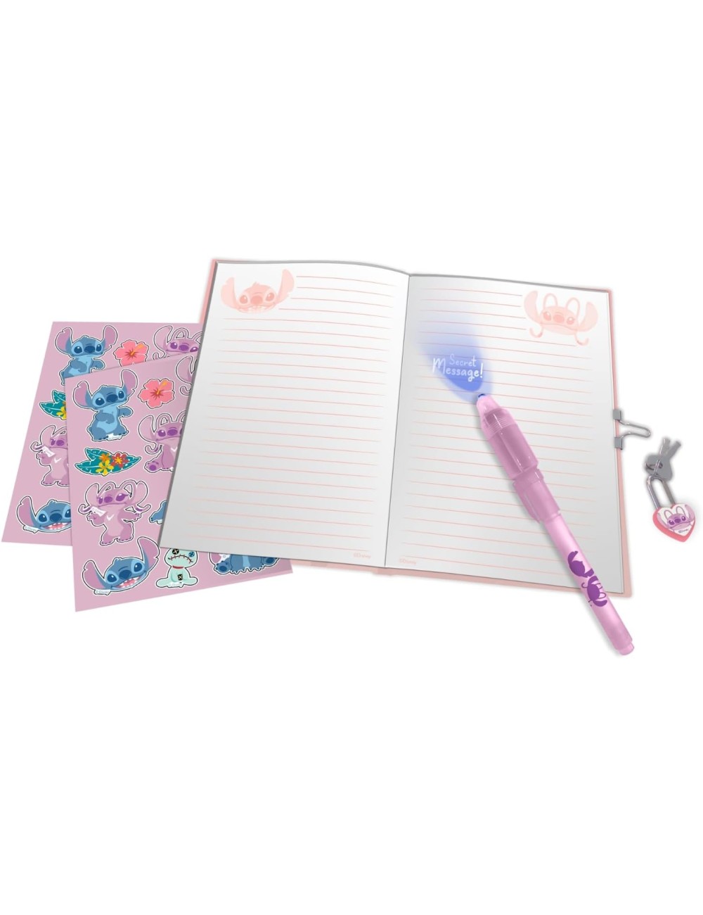 Conjunto de Diário + Caneta - Disney Stitch & Angel