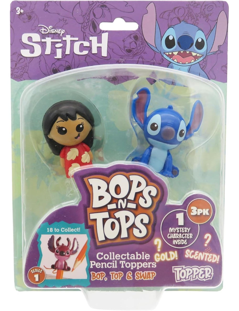 Pencil Toppers - Disney Stitch (2 Figuras + 1 Figura Surpresa)