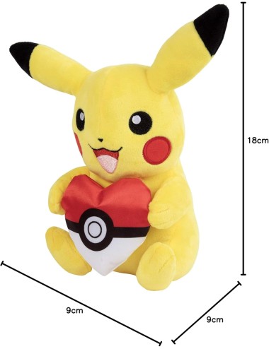Peluche Pokémon - Pikachu with Pokeball Heart (18cm)