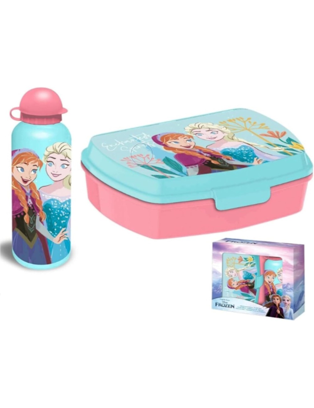 Garrafa Aluminio 500ml + Lancheira - Disney Frozen