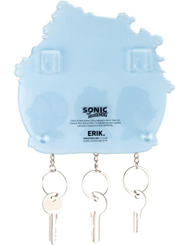 Suporte de Parede Com 3 Porta-Chaves Magnéticos - Sonic the Hedgehog