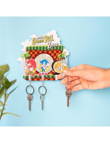 Suporte de Parede Com 3 Porta-Chaves Magnéticos - Sonic the Hedgehog