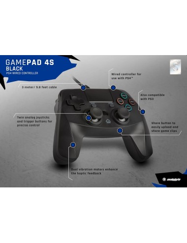 Comando PS4 Snakebyte 4S Wired - Black