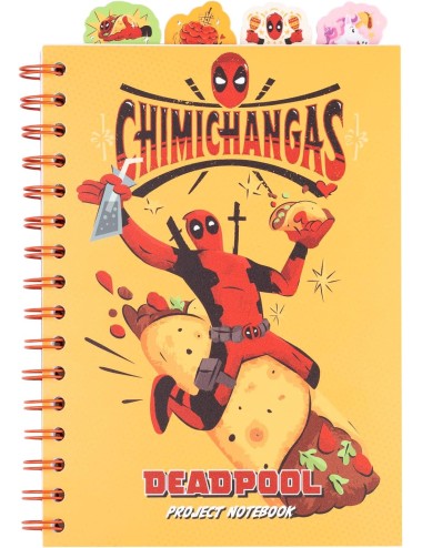 Caderno A5 com Marcadores - Project Notebook: Marvel Deadpool