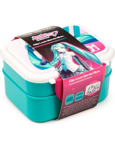 Lancheira Bento com fecho clip e talheres - Hatsune Miku