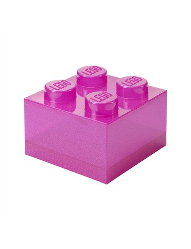 LEGO Storage Brick 4 Top Lid Glitter Medium Violet