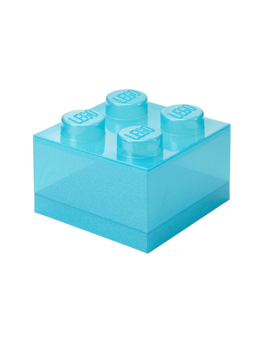 LEGO Storage Brick 4 Top Lid Glitter Light Blue
