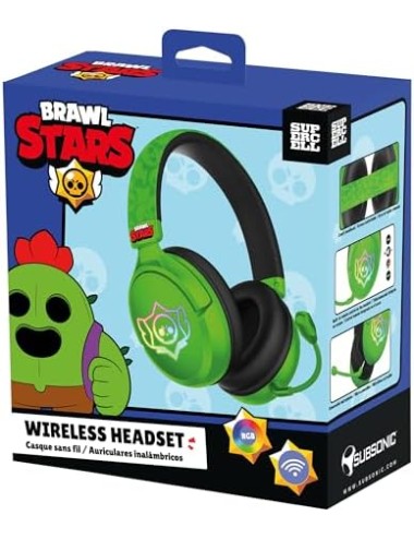 Headet Gaming Wireless - Brawl Stars Green Skull (Multiplataforma)