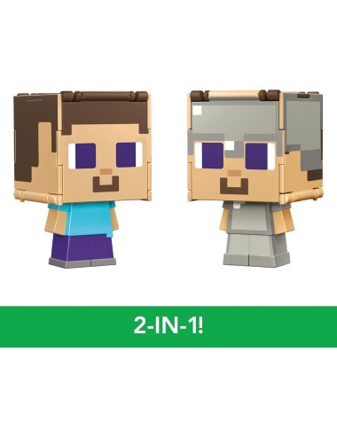 Figura Mattel Flippin' Figs - Minecraft: Steve + Steve in Iron Armor