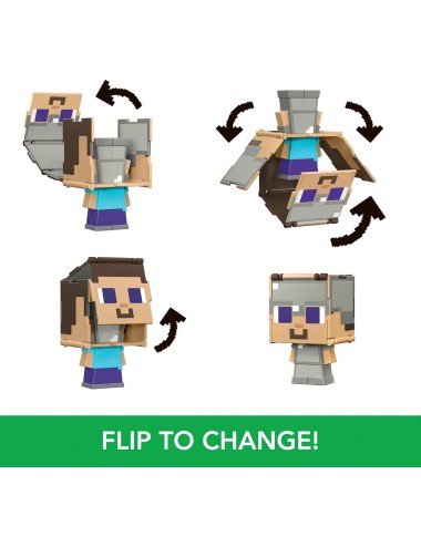 Figura Mattel Flippin' Figs - Minecraft: Steve + Steve in Iron Armor