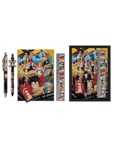 Caixa com Material Escolar - One Piece 5 Peças