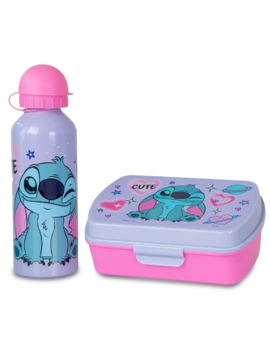 Garrafa de Alumínio + Lancheira - Stitch